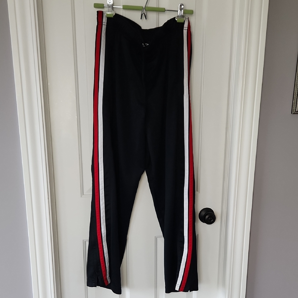 Men's Black Track Pants with Red and White Stripes Athletech
